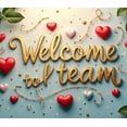 thumbnail image 5 of LUUFILx Welcome To The Team Banner Red Heart Design Decoration Ribbon Welcome Party Background Photo Props Backdrop Office Event New Job Orientation Celebration, 5 of 9