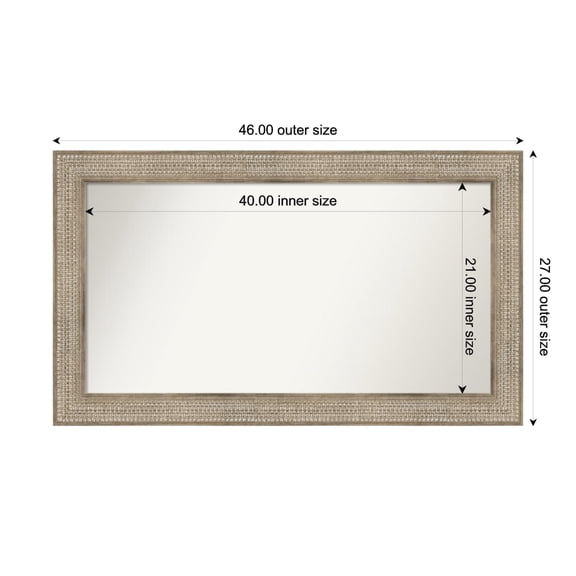 Amanti Art Custom Wall and Bathroom Mirror (27 x 46 in.), Trellis Silver Frame