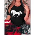 thumbnail image 1 of Women's Casual Horse Pattern T-Shirt with Heart Detail, Polyester Knit Fabric, All-Season Comfort, Round Neck, Animal Print, Medium Stretch - Fashionable Short Sleeve Top, 1 of 6