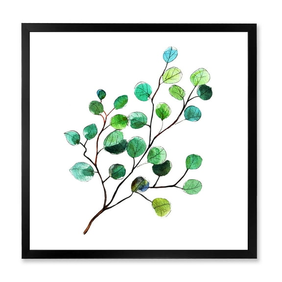 Designart 'Young Eucalyptus Branches and Leaves IV' Traditional Framed Art Print