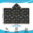 thumbnail image 2 of Colorful Games Word Black Pattern Hooded Bath Towel，60"x35" for Ages 3 To 12 Kids, Quick Dry Lightweight Soft Microfiber Hood Beach Towel Cover Up for Kids, 2 of 7