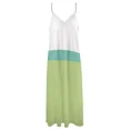 thumbnail image 3 of Wave Minimalist Slanted Color Block Design in Aqua Blue Pale Lime Green and White Sleeveless Dress, 3 of 5