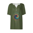 thumbnail image 4 of Fiudx Liquidación de Ofertas Flash Blusa de Manga Corta con Estampado de Moda para Mujer, Camiseta con Cuello En V, Tops Informales con Botones, 4 of 5