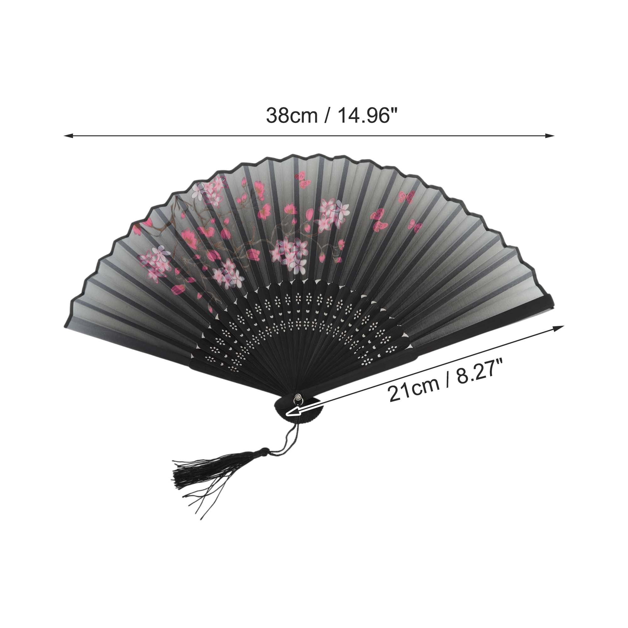 Unique Bargains Ancient Style Folding Fan 1Pc Gray [Elegant Shadow of Plum Blossoms Style]