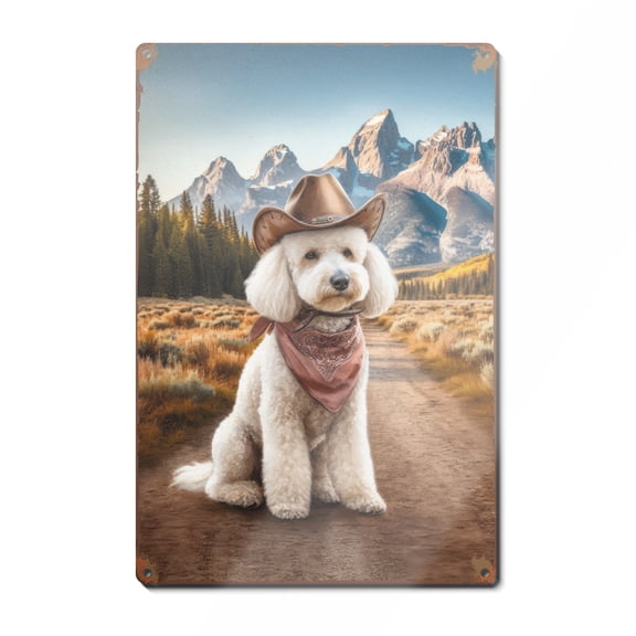 Welcome Fall Western Cowboy Poodle Enjoys Majestic Autumn Vertical Metal Aluminum Sign Poodles Dog Lover Gifts Idea Wall Art Home Decor - 01007
