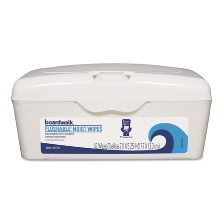 Boardwalk Flushable Moist Wipes, 7 X 5 1/4, Floral Scent, 42/tub