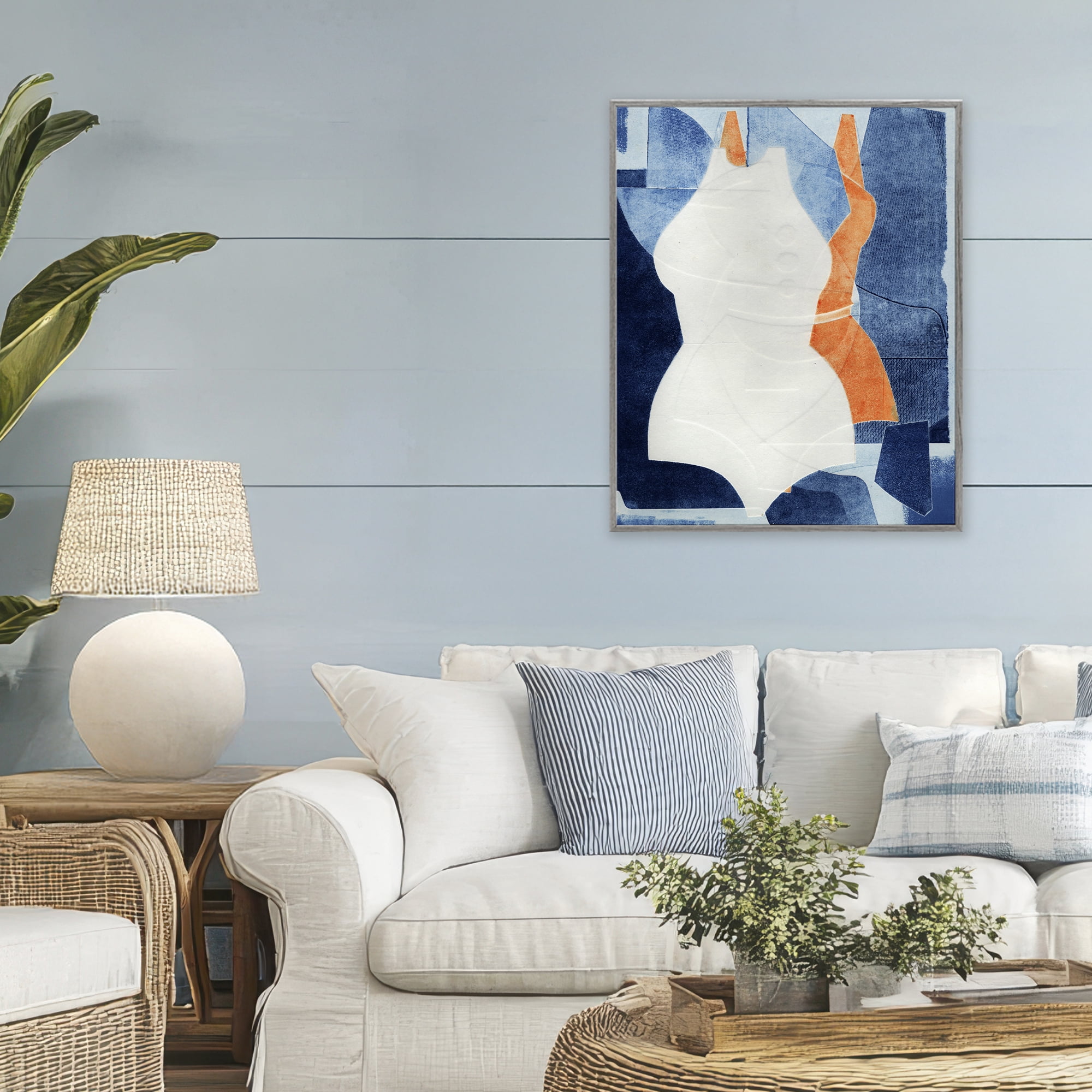 Stupell Industries Abstract Fashion Shapes Blue Gray Framed Giclee Art, design by Stacy Milrany