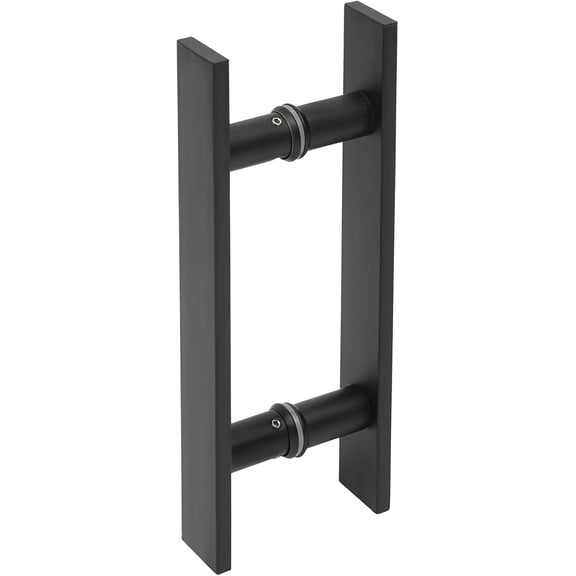 11.61in Push Pull Door Handle Stainless Steel Double Sided H Shape Sliding Door Handle for Home Office Commercial (Painting Black)