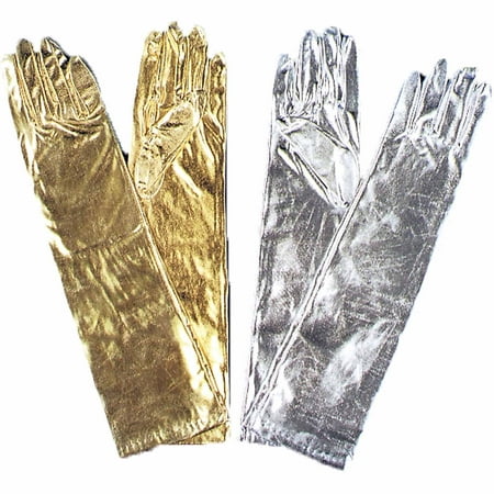 Metallic Elbow-Length Gloves Adult Halloween Accessory