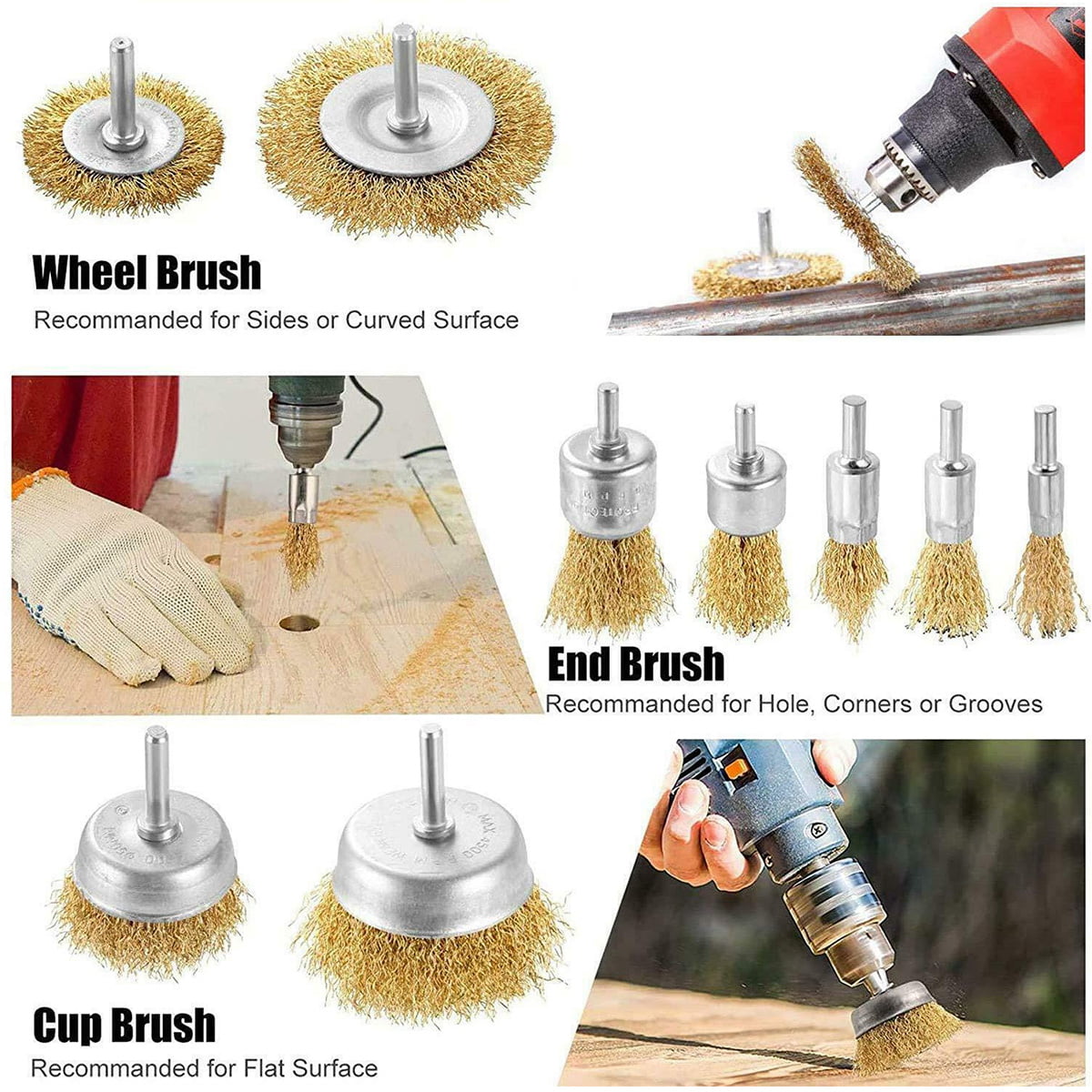 24pcs/set Wire Cup/Wheel Brush Rust Removal BBQ Clean Drill Attachments 