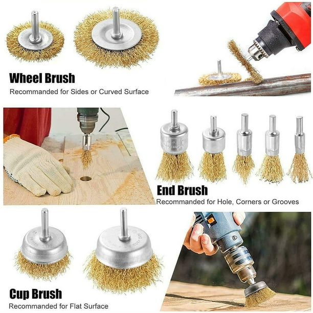 50-Piece Stainless Steel Wire Wheel Brush Set - 25mm T-Type With 1/8 Inch Shank For Rotary Tools