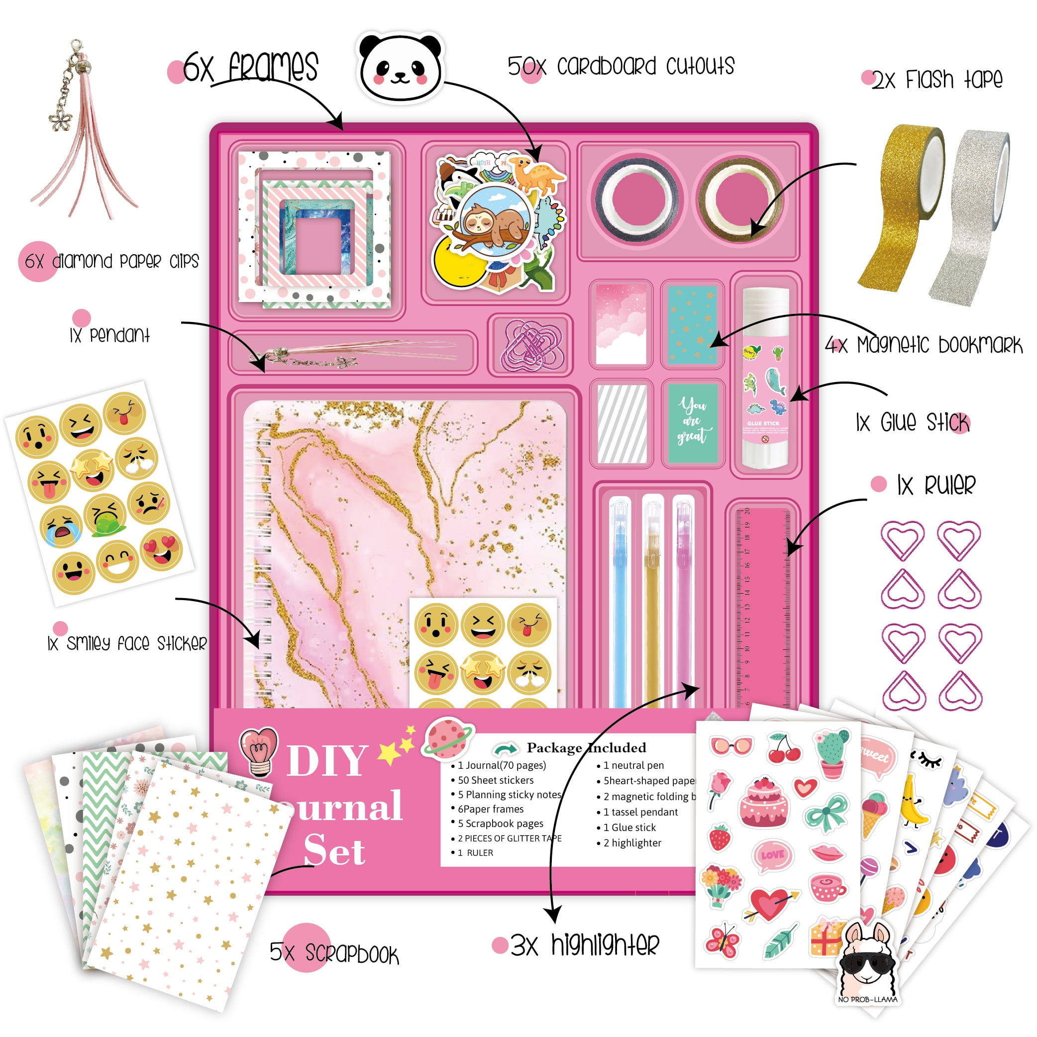 DIY Journal Kit for Girls Age of 8-14 Years Old, Birthday Gifts & Trendy Craft Sets - Cute Journaling Art Crafts for Kids,- Journaling Fun for Preteen & Teenage Girl Gifts,Pink