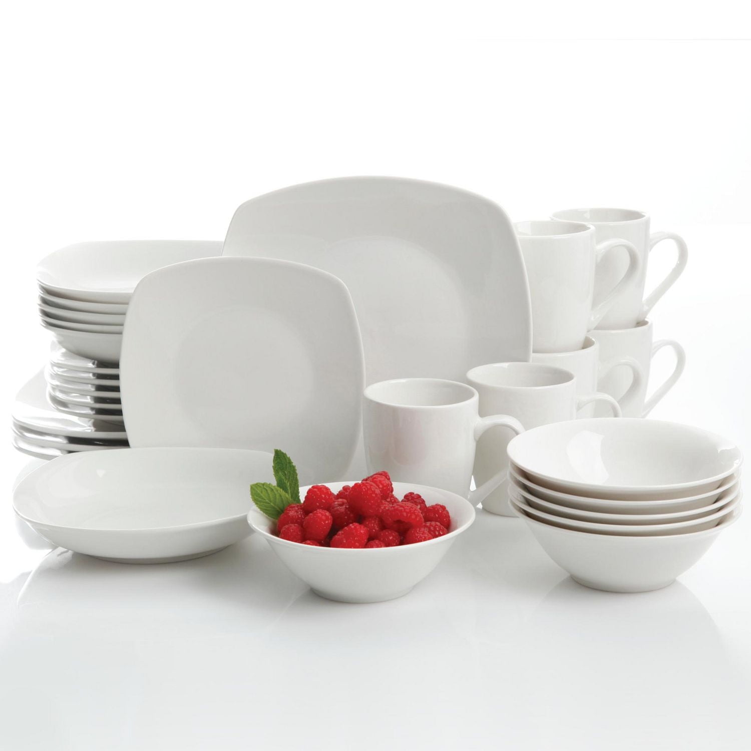 Gibson Home Hagen 30 Piece Dinnerware Set, Service for 6, White, Fine Ceramic