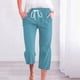 thumbnail image 1 of WILLBEST Pantalones Casuales para Mujer, Primavera Verano, Color Sólido, con Cordones, Bolsillos, Holgados, Pierna Ancha, Capri para Una Comodidad Elegante. Chica, 1 of 3
