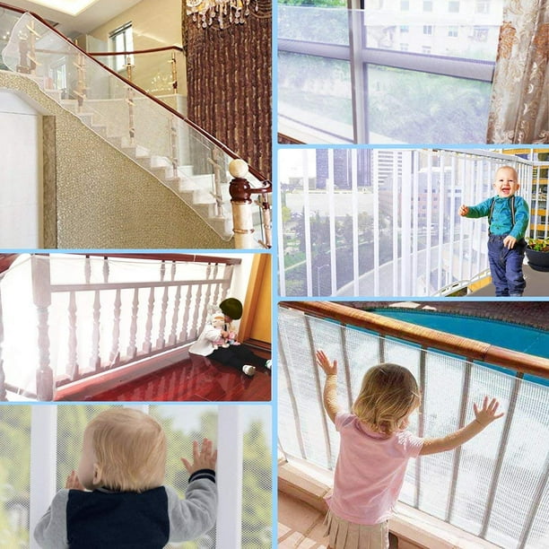 Filet de sécurité pour enfants – 9,8 m, balcon, terrasses et rampes d' escalier, filet de sécurité pour enfants/animaux domestiques/jouets,  matériau en tissu maillé robuste. 