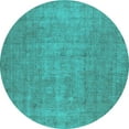 thumbnail image 1 of Ahgly Company Machine Washable Indoor Round Oriental Turquoise Blue Industrial Area Rugs, 6' Round, 1 of 4