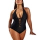 thumbnail image 1 of Gibobby Traje de Baño Sexy Bikini Traje de baño de mujer Push Up Color sólido Traje de baño de una pieza Cintura alta Entrenamiento Atlético Traje de bañ(Negro,M), 1 of 5