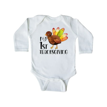 

Inktastic My 1st Thanksgiving Cute Baby Turkey Gift Baby Boy or Baby Girl Long Sleeve Bodysuit