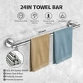 thumbnail image 2 of 7 Pieces Bathroom Hardware Set, Bathroom Accessories Set Includes 24" Towel Bar, Toilet Paper Holder, Towel Ring, Robe Hook, Brushed Nickel & Stainless Steel, Wall Mounted Bathroom Towel Rack Set, 2 of 7