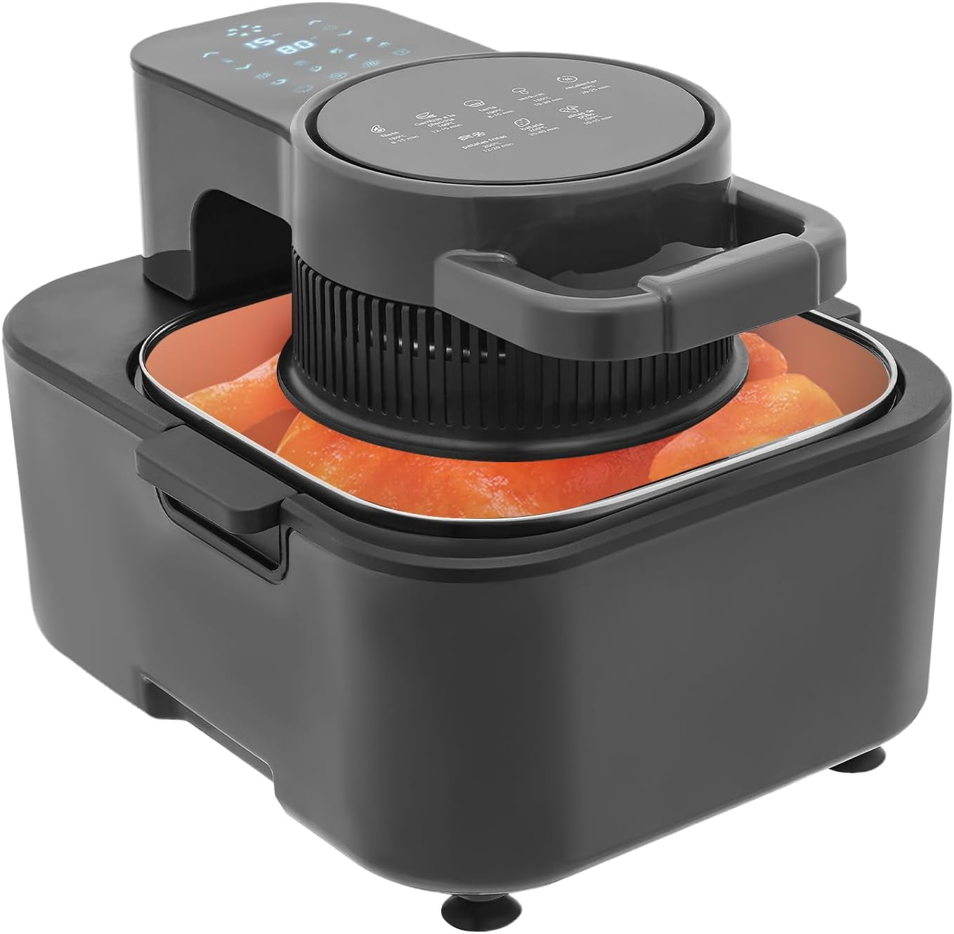 9L Portable Digital Air Fryer with Touch Screen, 1350W Countertop Air Fryer Non Toxic, Large Capacity 360° Roasting Basket for Chicken Fries, Grill, Dry, Roast, Heat - Automatic Power Off, Black