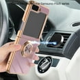 thumbnail image 2 of ELEHOLD for Samsung Galaxy Z Flip 5 Slim Case Electroplating Frame Design Lens Protection Metal Ring Holder Stand Function Compatible with Magnetic Car Mount Shockproof Lightweight Case,Green, 2 of 10