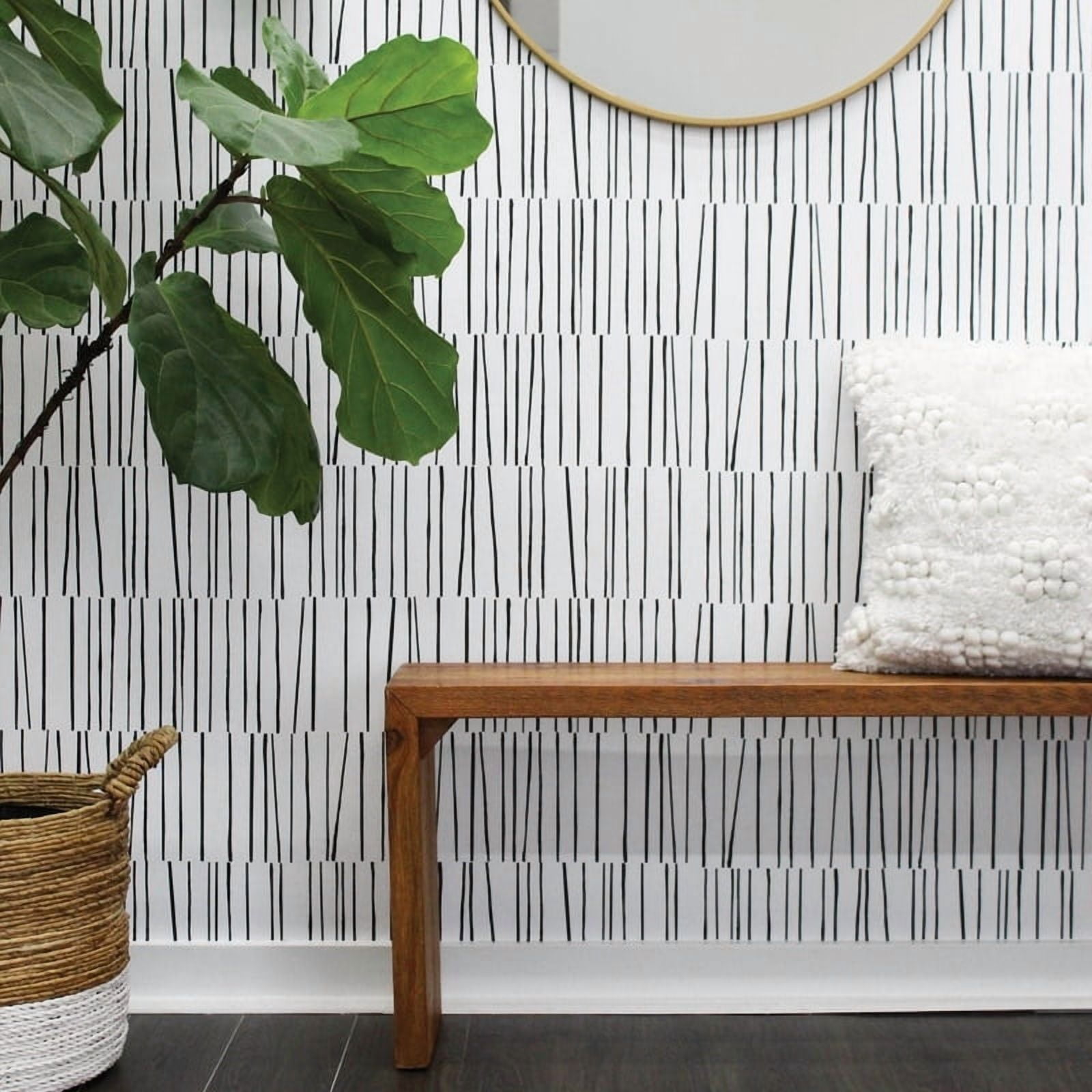 Tempaper x Bobby Berk Copper & Cream Shift Peel and Stick Wallpaper, 20.5" x 16.5'