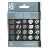 U Brands Fashion Steel Push Pins, Black White and Gray Fashion Colors, 20-Count