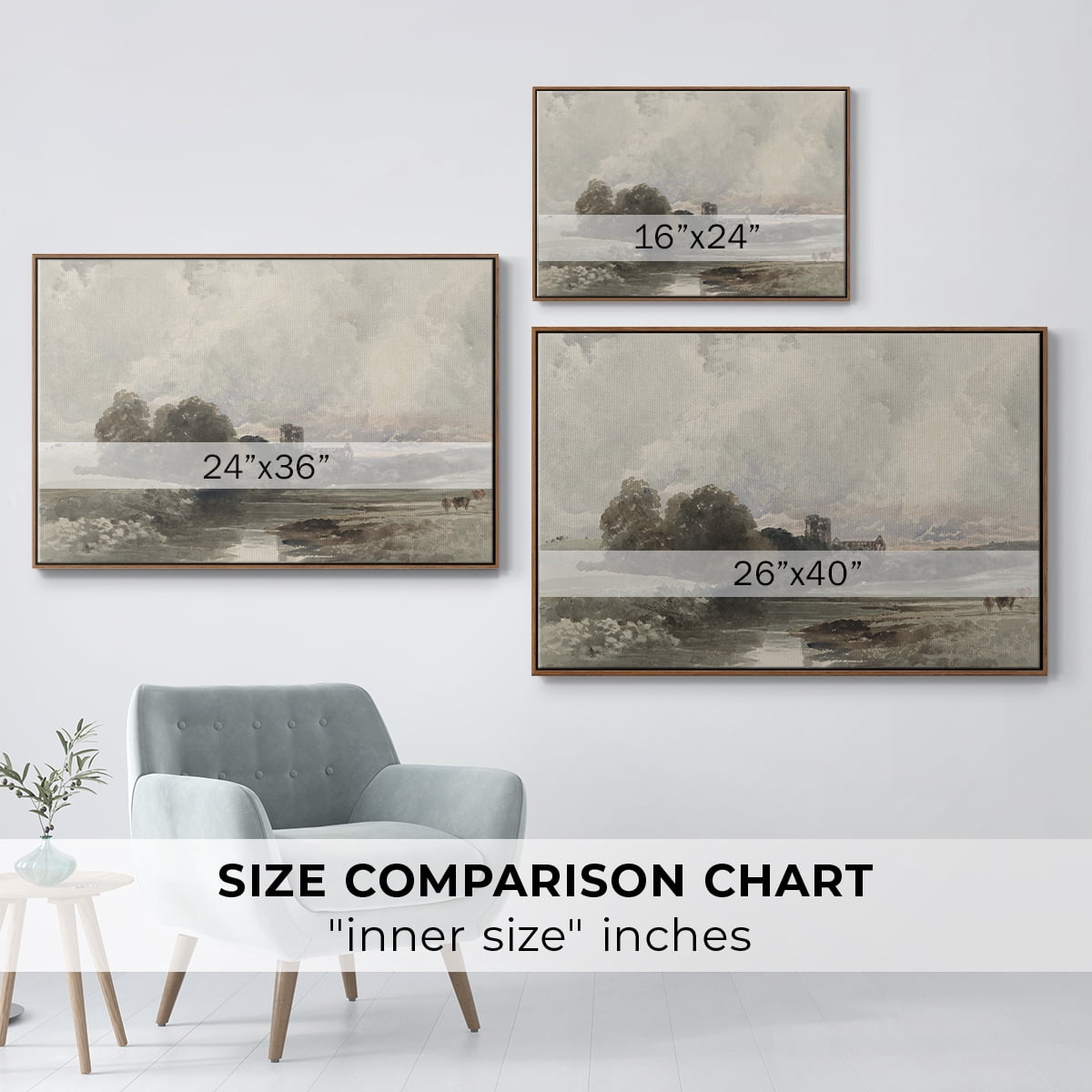 Vintage Landscape-XXXIX By Wexford Home Framed in Walnut Wood Gallery Wrapped Canvas 27 in. x 41 in.