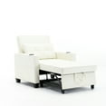 thumbnail image 3 of Convertible Armchair Sleeper With Cup Holders - Wear- Leather For Living Room (white 31 Chair Bed Adjustable Breathable, 3 of 6