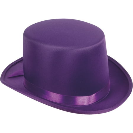 Willy Adult Halloween Costume Satin Ribbon Top Hat, Purple, One-Size (7.25