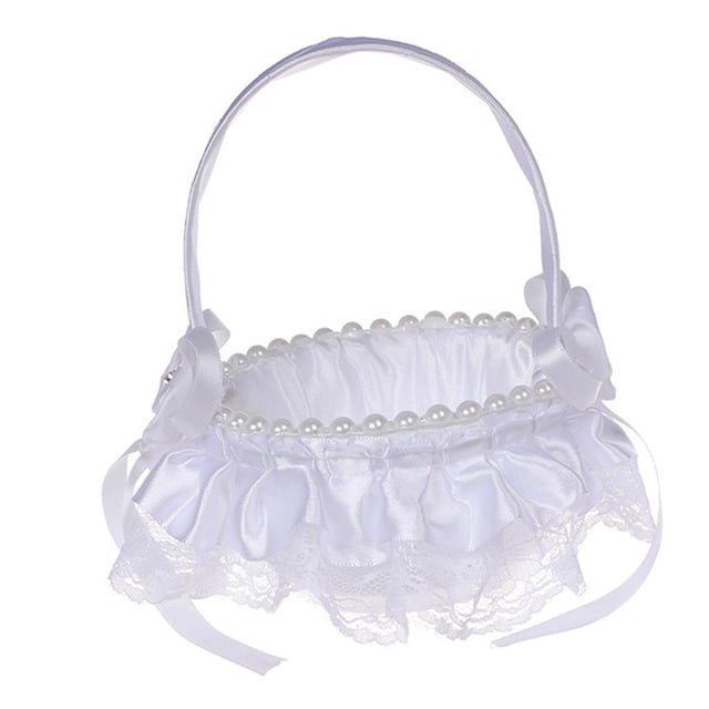 Cesta elegante para niña con flores de boda, mango cómodo, símbolo de amor, blanco europeo Estilo E Colcomx Cesta floral de boda