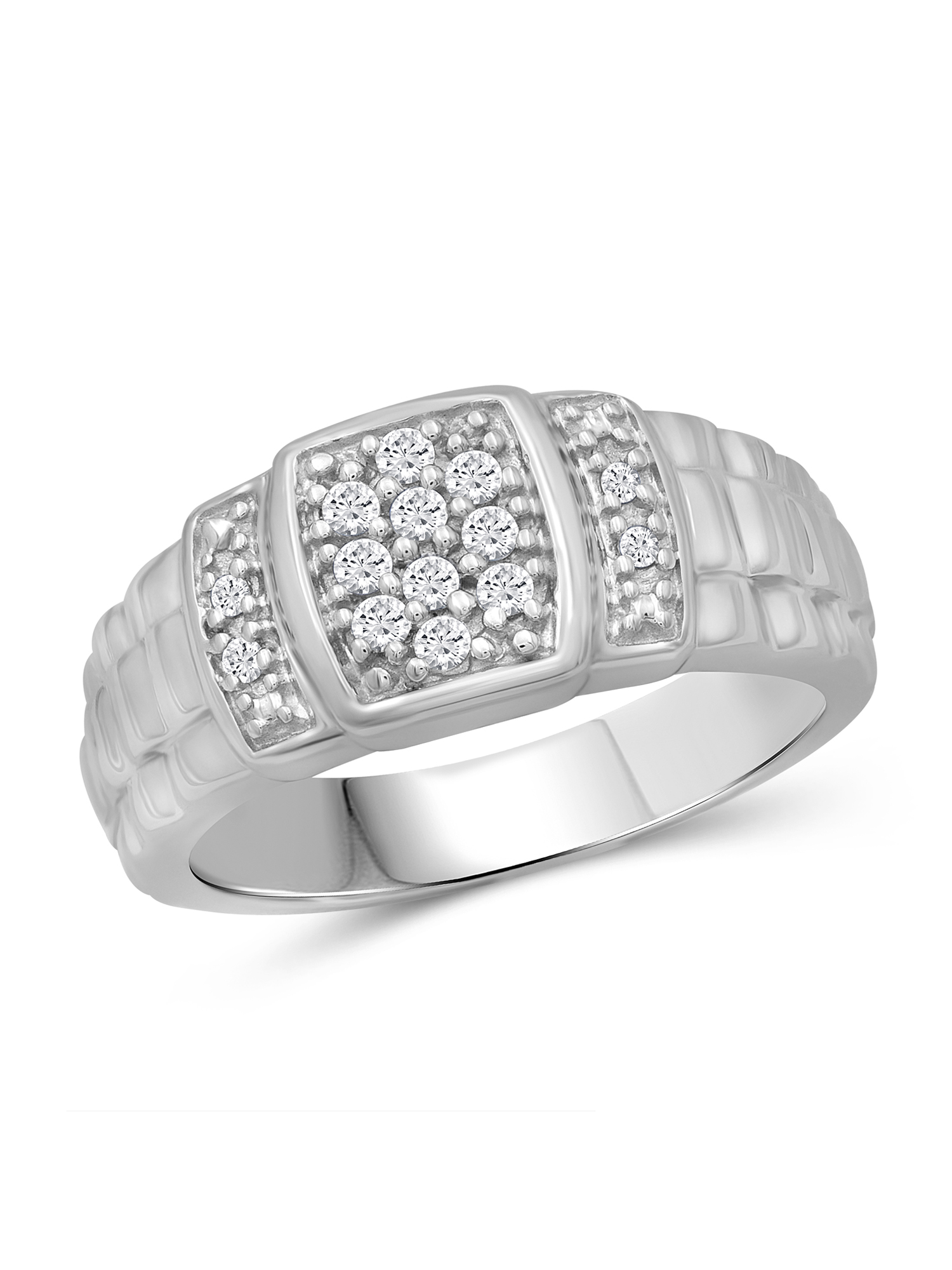 JewelersClub - 1/4 Carat T.W. White Diamond 10k White Gold Men's Ring ...