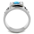 thumbnail image 3 of Luxe Jewelry Designs Men's High Polished Stainless Steel Ring with Sea Blue Synthetic Turquoise -, 3 of 4
