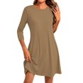 thumbnail image 2 of LISTHA Women's 3/4 Sleeve A-line and Flare Midi Long Dress Light Brown 3XL, 2 of 6