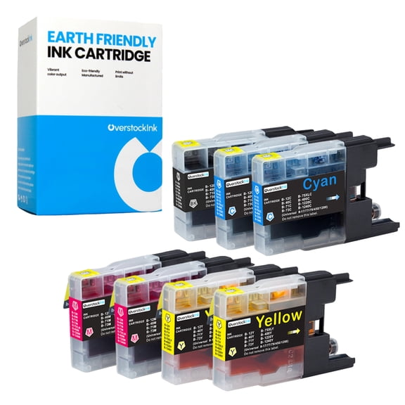 OverstockInk LC75 Ink Cartridges Compatible for Brother LC75 Ink Cartridge for MFC J280W J425W J435W J5910DW J625DW J625W J6510DW J6710DW J6910DW J825DW J835DW (1 Black, 2 each Cyan, Magenta, Yellow)