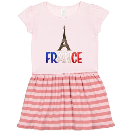 

Inktastic France Eiffel Tower Flag in Text Gift Toddler Girl Dress