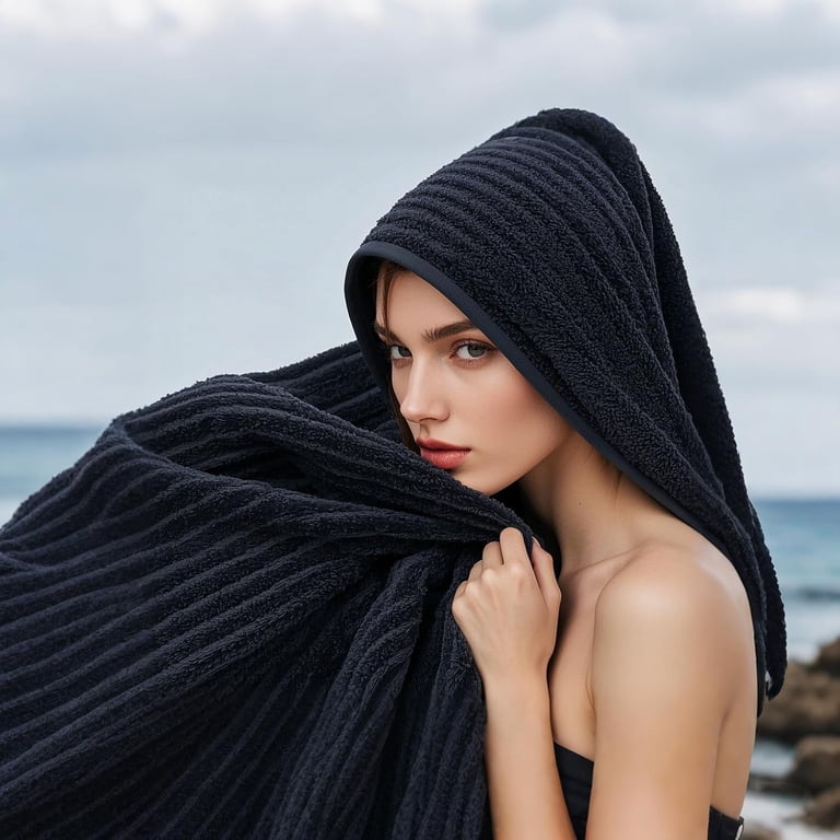 Large Bath Towel - Oversized Bath Sheet, Super Soft And Absorbent, Hotel Spa Quality, Black
