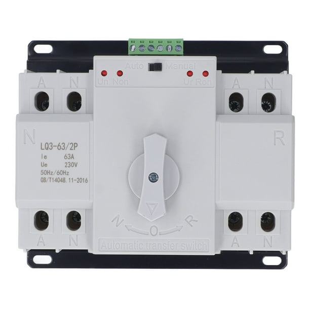 Interruptor de cambio de alimentación dual, AC230V 63A 2P Interruptor de cambio automático AV P Interruptor de transferencia de energía Diseño de clase mundial NikouMX herramienta