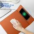 thumbnail image 4 of 15W Fast Charging Wireless Mouse Pad Foldable Phone Stand Synthetic Leather Desk Mat 330x230mm Office & Home Use GrayPinkBlueBrown, 4 of 6