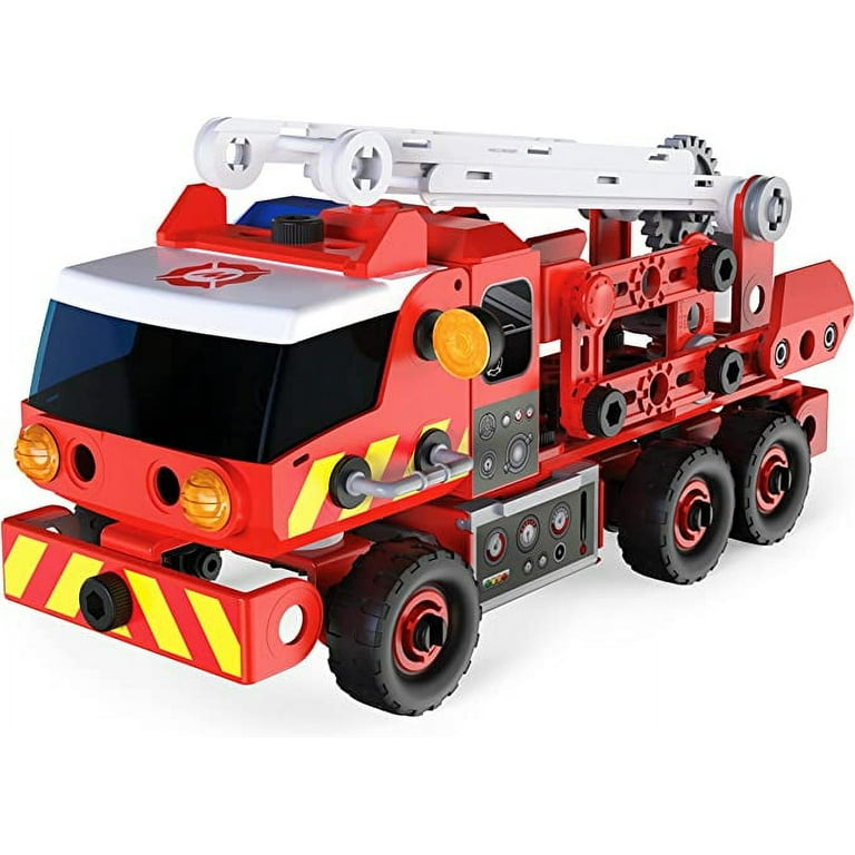 Meccano Junior, Rescue Fire Truck with Lights and Sounds STEAM Building  Kit, for Kids Aged 5 and up 