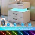 thumbnail image 4 of iRerts Side Table with Charging Station, Wood Nightstand with Drawers and LED Lights, Bedside Table with Plug Outlets, 2 USB Ports, Modern End Side Table for Bedroom Living Room Office, White, 4 of 10