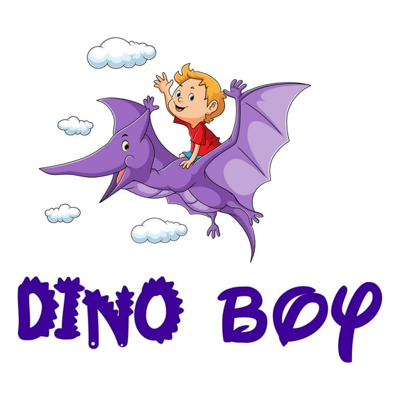 Cute Dinosaur Boy lover Riding Wall Art DesignWall Decal Decoration Dino Boy Joyful Cartoon Cartoon Animals Decorating Ideas for Child's Bedroom Size: 10 In(W) x 9 In(H)