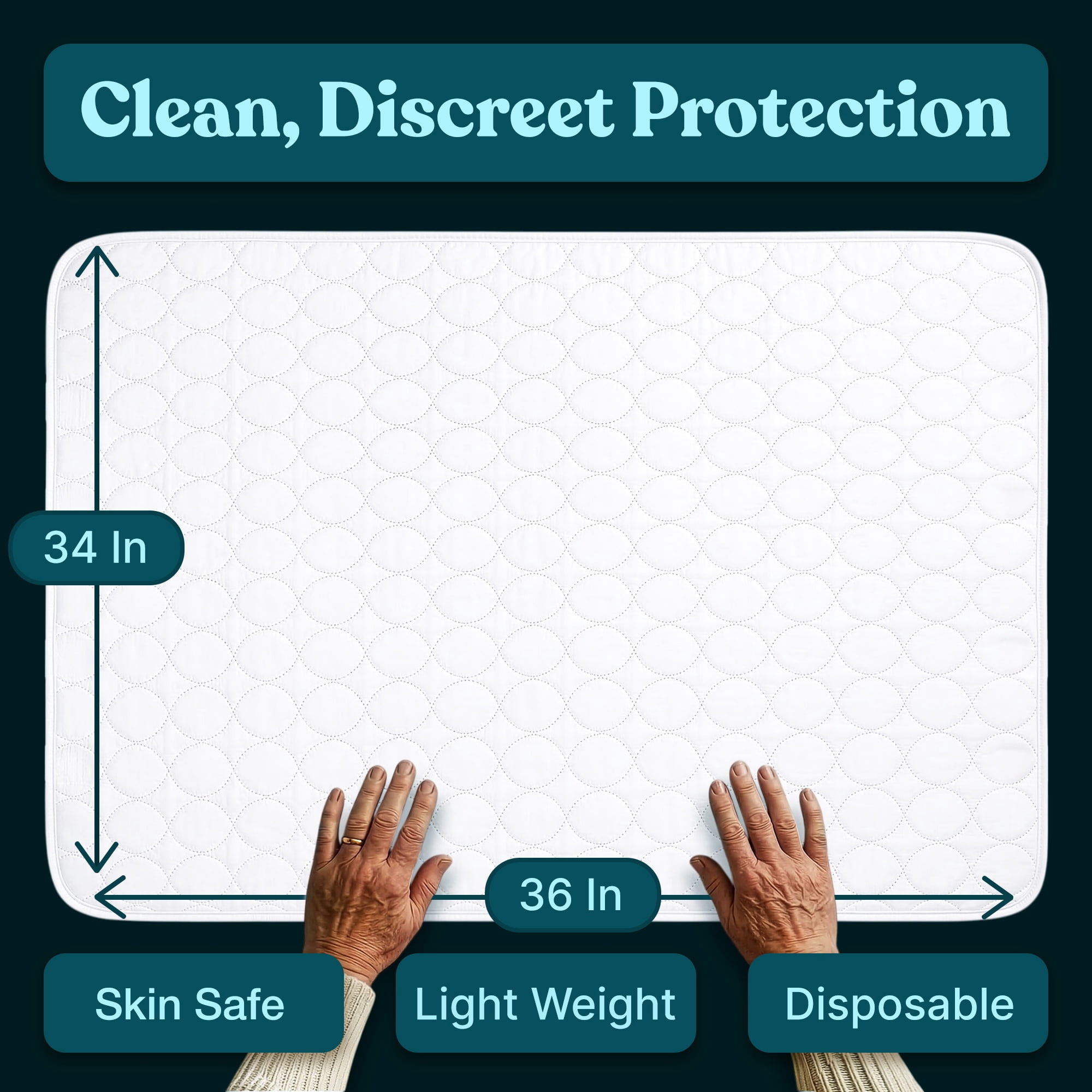 Snugwell Reusable Absorbent Washable Underpads, 6 Count, 34" x 36"
