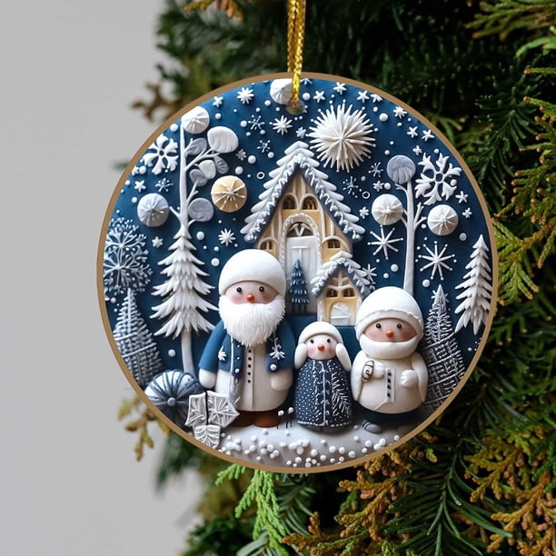 Adorno Colgante Navideño Acrílico de 8 Cm (3.15 Pulgadas) | Impresión Duradera a Doble Cara | Regalo Navideño para Familiares y Amigos | Decoración para Árbol, Pared y Espejo Retrovisor de Coche