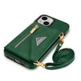 thumbnail image 5 of Nalacover for iPhone 14 Plus Zipper Wallet Case,Luxury Premium PU Leather Back Soft TPU Magnetic Buckle Flip Card Pocket Shockproof Slim Cover with Adjustable Crossbody Shoulder Strap,Green, 5 of 14