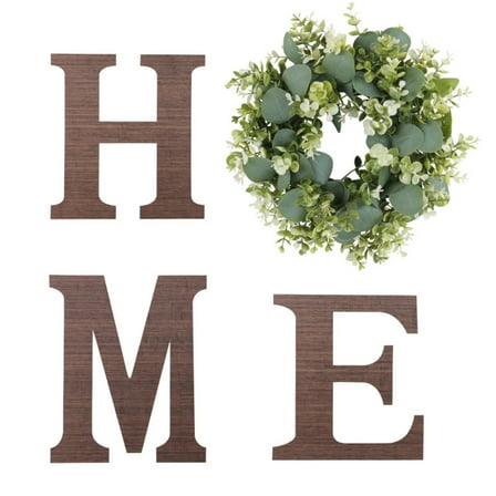 Home Letter with Wreath Decorative Home Sign for Bedroom Livingrooms Entryways
