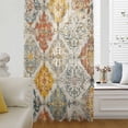 thumbnail image 6 of Retro Morocco Sheer Curtains 96 Inches Long, Boho Shabby Abstract Geometric Aesthetic Light Filering Curtains, Privacy Drapes Simi Floor to Veiling Curtain for Living Room Bedroom Window Treatment, 6 of 9