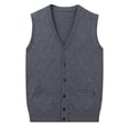thumbnail image 4 of Riecok Mens Button Sweater Vest Sleeveless V Neck Cardigans Lightweight Solid Winter Tops with Pockets Dark Gray 2XL, 4 of 6