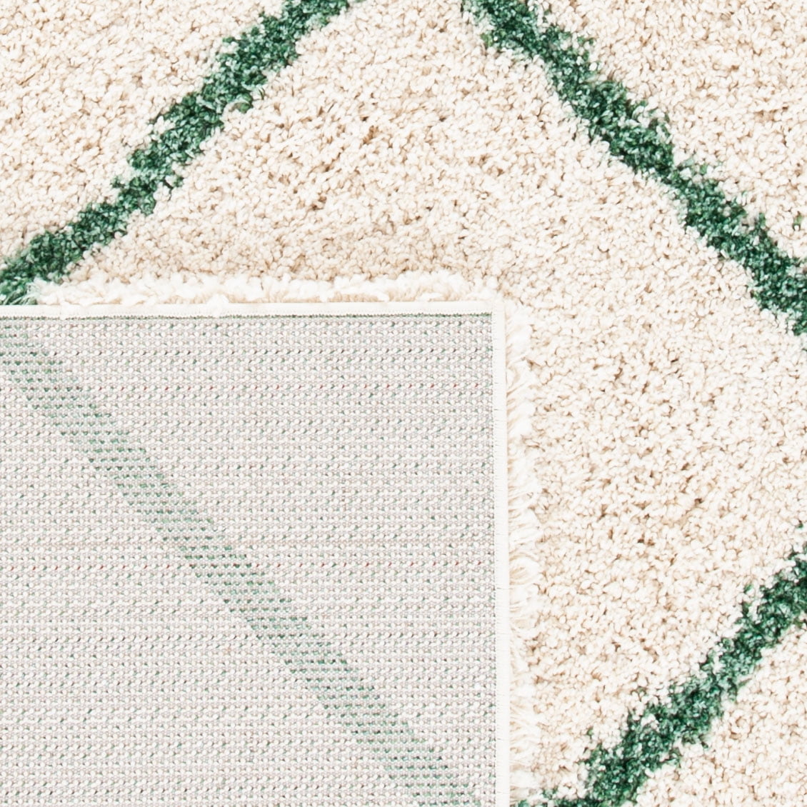 Safavieh Hudson Amias Geometric Shag Area Rug, Ivory/Green, 10' x 14'