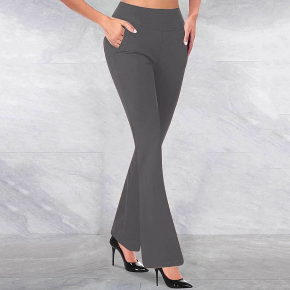 WPPGONE Yoga Pants for Women Bootcut Stretchy Slim Tummy Control High Elastic Waisted Straight Leg Bottoms Athletic Running Workout Trousers with Pockets
